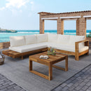 Outdoor 4-piece Acacia Wood Sectional Patio Sofa Set