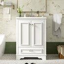 24'' Bathroom Vanity with Ceramic Sink Combo, Modern Freestanding Storage Cabinet  with Silver Handles,  Soft Closing Doors