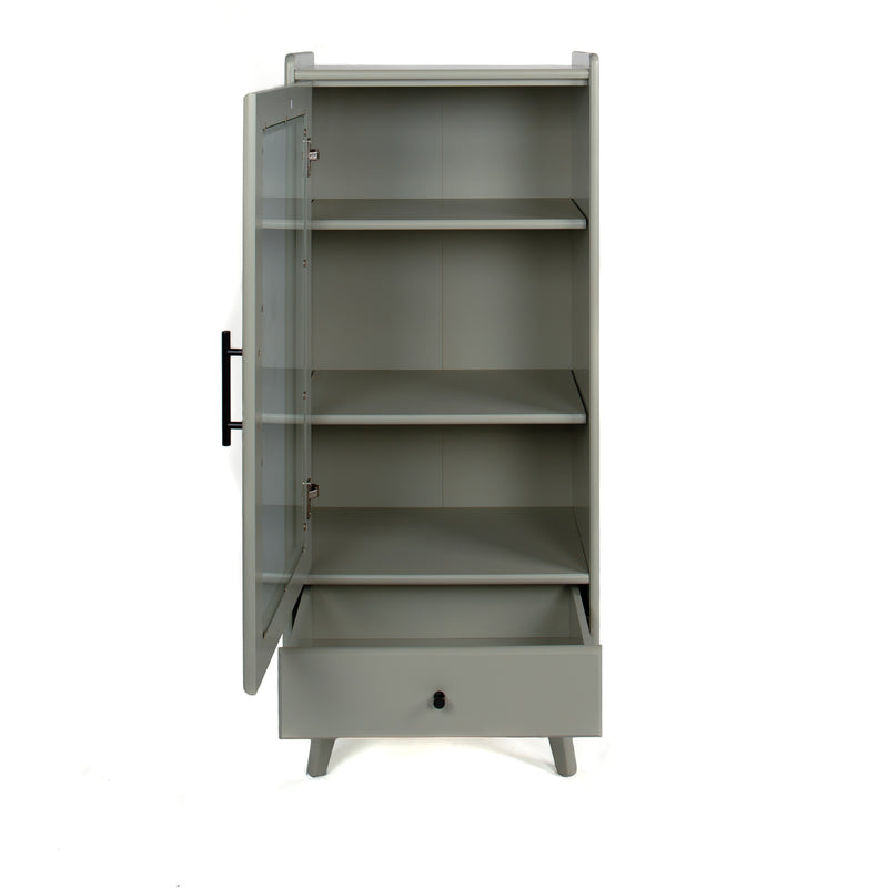 Modern Bathroom Storage Cabinet & Floor Standing cabinet with Glass Door with Double Adjustable Shelves and One Drawer, Extra Storage Space on Top, Gray(19.75"×13.75"×46")