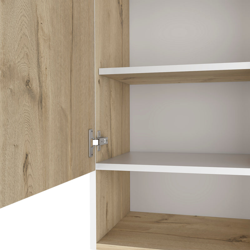Medicine Cabinet Porto, Two Internal Shelves, Light Oak / White Finish