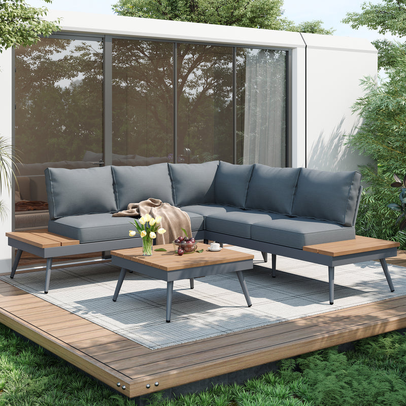 Outdoor V-Shaped 4-Piece Alum Patio Sofa Set