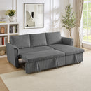 Loveseat Sofa with Chaise Lounge L-Shaped Modular Convertible Sofa with Storage Chaise, Corduroy Tufted Upholstered Sleeper Sectional Sofa,Pull Out Sleep Couch Bed and Reclining Backrest-Gray