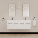60 Inch Wall-Mounted Bathroom Vanity with Sink, Thick Edged Double Resin Sink, KD-Package
