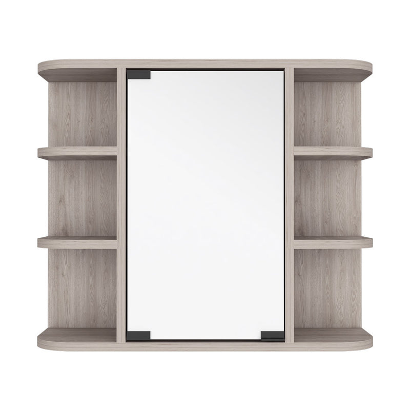 Medicine Cabinet Milano, Six External Shelves Mirror, Light Gray Finish