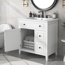 30' Bathroom Vanity with Sink Top, Bathroom Vanity Cabinet with Door and Two Drawers, Solid Wood Frame, One Package, White (Old Sku:WF311620AAK)