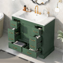 36' Bathroom Vanity with Sink Combo, Six Drawers, Multi-Functional Drawer Divider, Adjustable Shelf, Green (Old Sku:SY999808AAF)