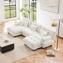 Luxury Modular Sectional Sofa Couch - Oversized U Shaped Cloud Couch for Living Room,Deep Seat Sofa Couch with 2 Ottomans ,Chenille White