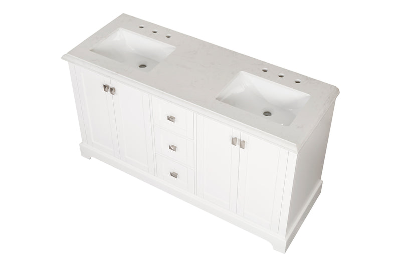 Vanity Sink Combo featuring a Marble Countertop, Bathroom Sink Cabinet, and Home Decor Bathroom Vanities - Fully Assembled White 60-inch Vanity with Sink 23V02-60WH