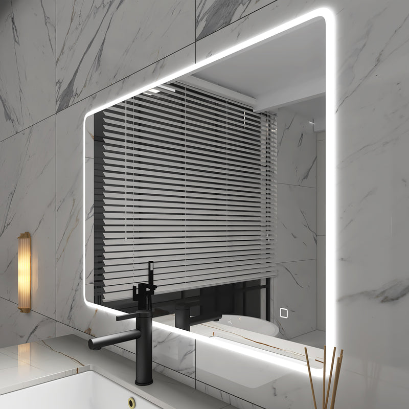 40 x 28 in.  Large Rectangular Frameless Wall-Mount Anti-Fog LED Light Bathroom Vanity Mirror