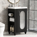 20' Bathroom Vanity with Sink, Bathroom Vanity Cabinet with Two-tier Shelf, Adjustable Shelf, Solid Wood and MDF, Black