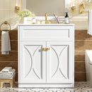 30'' Bathroom Vanity with Ceramic Sink Combo, Modern Freestanding Storage Cabinet  with Gold Handles,  Soft Closing Doors