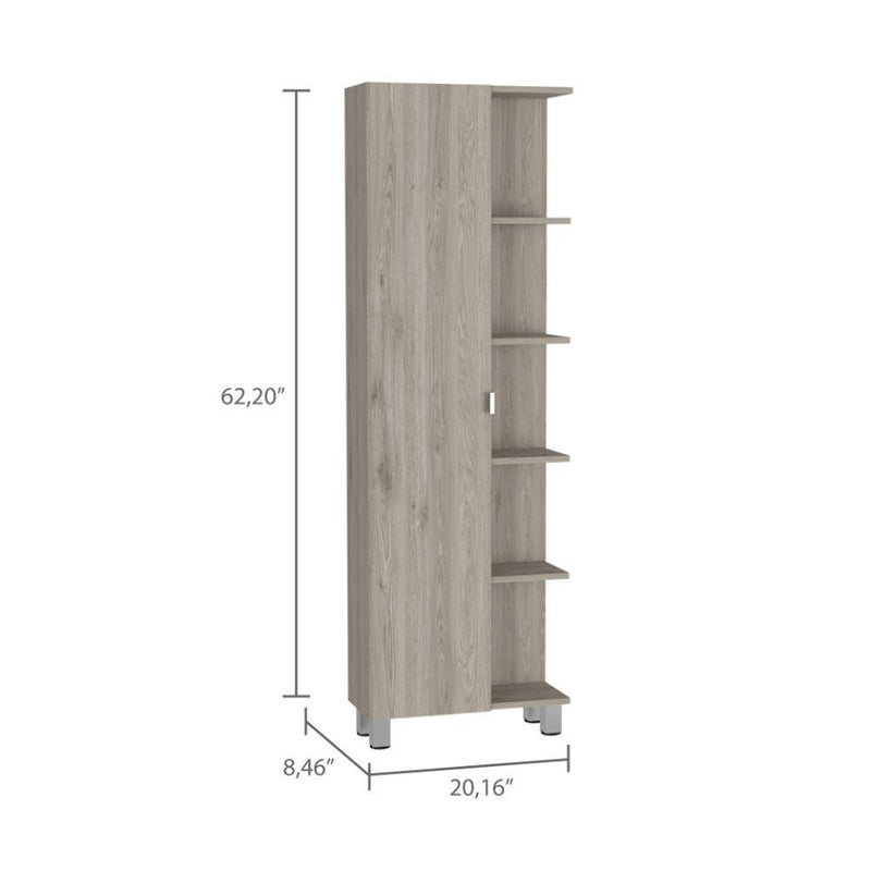 Portland 5-Shelf Linen Cabinet Light Grey