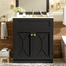 30'' Bathroom Vanity with Ceramic Sink Combo, Modern Freestanding Storage Cabinet  with Gold Handles,  Soft Closing Doors