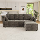 Modular Sectional Sofa Convertible L Shaped Sofa Couch Set with Storage for Living Room, Modern 3 Seater Modular Sectional Couch with Movable Ottoman (Grey)