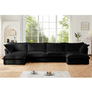 Slipcovered U Shape Sectional Wide and Deep Seat Sofa Couch, 4 Seater Sofa with French Edges Design Multiple Big Pillows, Soft Deep Seat Comfy Cloud Couch for Living Room, Apartment, Black Corduroy