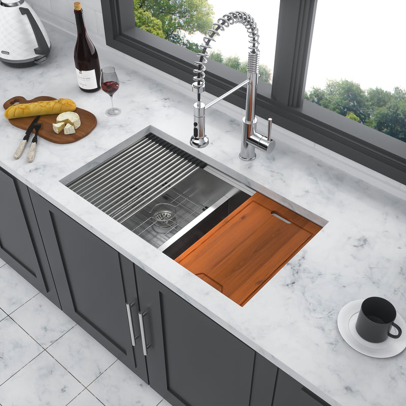 Double Bowl (50/50) Undermount Kitchen Sink- 33"x19" Stainless Steel 16 Gauge with Two 10" Deep Basin