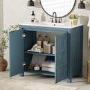 36 ' Bathroom Vanity Organizer with Ceramic Sink, Set Bathroom Storage Cabinet, Retro Blue(Old SKU:SV000004AAC)