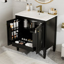 30' Bathroom Vanity with Sink, Two Doors with Shelf, Soft Close Door Hinges, Vintage Style, Black