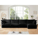 Slipcovered L Shape Sectional Long Sofa Couch, 4 Seater Sofa with Suppleness Armrests,Deep Seat Sofa with 2 Big Pillows, Comfy Couch for Living Room, Apartment, Black Corduroy Fabric
