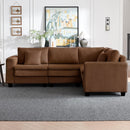 Modular Sectional Sofa, L-Shaped Corduroy Couch Set, 3-Seater Modular Sofa with Deep Seat and Cloud-Like Comfort, Perfect for Living Room, Apartment, Bedroom, Studio, Office, Brown