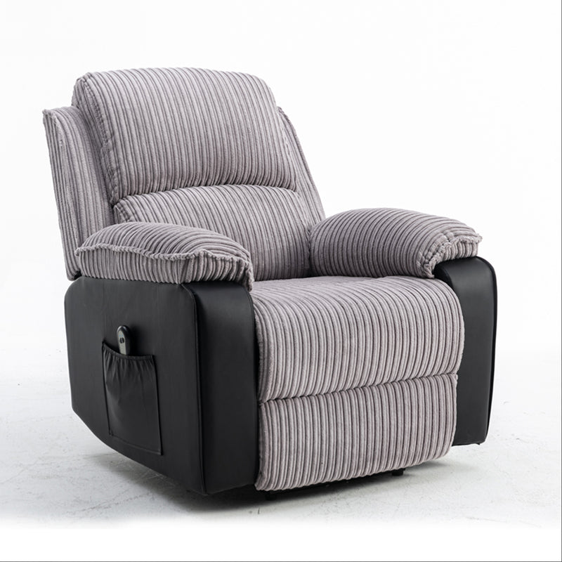 Grey Fabric Recliner Chair  Theater Single Recliner Thick Seat and Backrest, suitable for living room, side bags Electric sofa chair, electric remote control.The angle can adjust freely