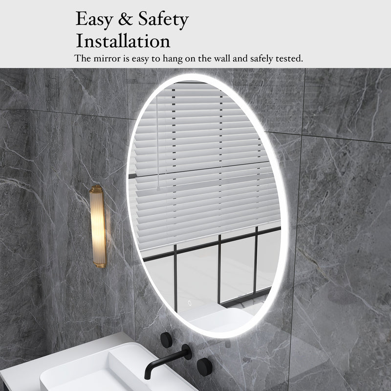 32 in. Round Wall-Mounted Dimmable LED Bathroom Vanity Mirror with Defogger and Bluetooth Music Speaker