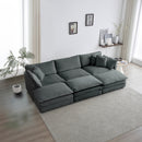 Comfortable Deep Seat Reversible Modular 6 Seater Sectional Super Soft Sofa U Shaped Sectional Couch with 3 Ottomans, 3 Toss Pillows and 2 Arm Pillows