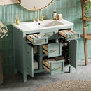 36' Bathroom Vanity Cabinet with Resin Integrated Sink - 4 Drawers, 2 Doors