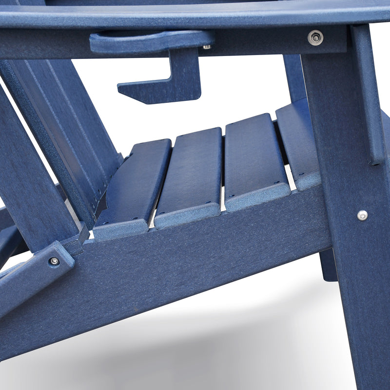 TIRAMISUBEST Folding Outdoor Adirondack Chair for Relaxing, HDPE All-weather Fire Pit Chair, Patio Lawn Chair for Outside Deck Garden Backyardf Balcony, Navy Blue