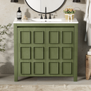 36 ' Bathroom Vanity Organizer with Ceramic Sink, Set Bathroom Storage Cabinet, Olive Green(Old SKU:SV000004AAF)
