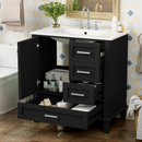30' Bathroom Vanity , Modern Bathroom Cabinet with Sink Combo Set, Bathroom Storage Cabinet with a Soft Closing Door and 3 Drawers, Solid Wood Frame(Black)