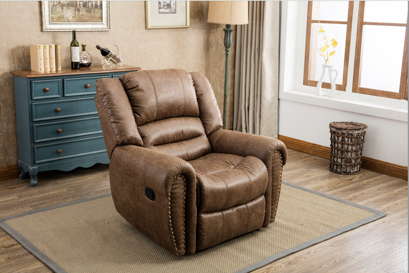 Recliner Chair Classic and Traditional Luxurious Brass Rivets Decoration Manual Chair Reclining