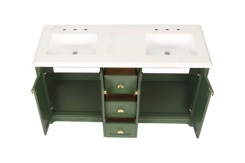 Vanity Sink Combo featuring a Marble Countertop, Bathroom Sink Cabinet, and Home Decor Bathroom Vanities - Fully Assembled Green 60-inch Vanity with Sink 23V02-60VG