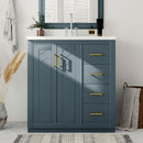 30'' Bathroom Vanity with Ceramic Sink Combo, Solid Wood Frame Bathroom Storage Cabinet, Freestanding Vanity Set with 3 Drawers& Soft Closing Doors