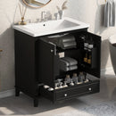 30' Bathroom Vanity with Sink Combo, Multi-functional Bathroom Cabinet with Doors and Drawer, Solid Frame and MDF Board, Black