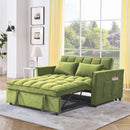 Sleeper Sofa, Convertible Sofa, Recliner, Bed, 3-in-1, 3-Position Adjustable Backrest, 2-Seater Sectional, Two Side Pockets, 2 Pillows for Living Room, Apartment, etc., Velvet Green 54' Wide.