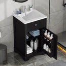 20' Bathroom Vanity with Sink, Bathroom Cabinet with Soft Closing Door, Storage Rack and Adjustable Shelve, Black
