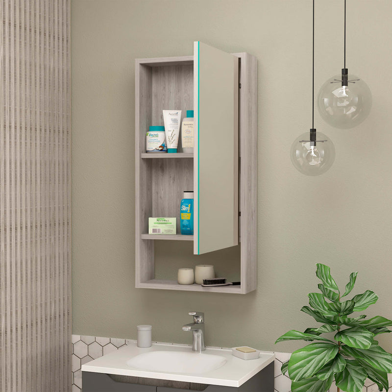 Modesto Medicine Cabinet, One Open Shelf, Mirrored Cabinet With Two Interior Shelves