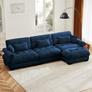 Super Comfort Oversized Modular Velvet Sectional Sofa Couch with Movable Ottoman,Corner Sectional with Bolstered Armrests, Deep Seat Cloud Couch, Convertible L Shaped Couch for Living Room Blue