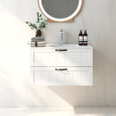 31.5' Bathroom Vanities Cabinet with Sink Combo, Wall Mounted Floating Cabinet With Decor Line, Soft-Close System, 2 Extra Big Drawers, White