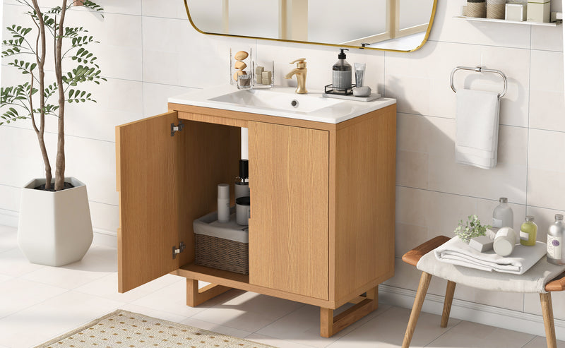 30" Bathroom vanity Set with Sink, Combo Cabinet, Bathroom Storage Cabinet, Solid Wood Frame