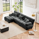 Luxury Modular Sectional Sofa Couch,Oversized L Shaped Cloud Couch for Living Room,Deep Seat Sofa Couch with Convertible Ottoman,Chenille Gray