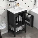 20' Bathroom Vanity with Sink, Bathroom Cabinet with Soft Closing Door, Storage Rack and Open Shelf, Black