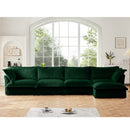 Slipcovered L Shape Sectional Long Sofa Couch, 4 Seater Sofa with Suppleness Armrests,Deep Seat Sofa with 2 Big Pillows, Comfy Couch for Living Room, Apartment, Green Corduroy Fabric