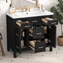 36' Bathroom Vanity Cabinet with Resin Integrated Sink - 4 Drawers, 2 Doors