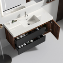 Grace 48' Walnut Bathroom Vanity with Glossy White Solid Surface Sink and Soft Black Drawers, Wall Mounted Floating Bathroom Vanity for Modern Bathroom, One-Piece Glossy White Basin, Pre-assembled