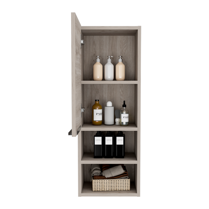 Medicine Cabinet Hazelton, Open and Interior Shelves, Light Gray Finish