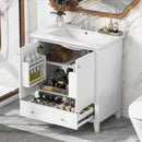 30' Bathroom Vanity with Sink Combo, Multi-functional Bathroom Cabinet with Doors and Drawer, Solid Frame and MDF Board, White (Old Sku:SY999606AAK)