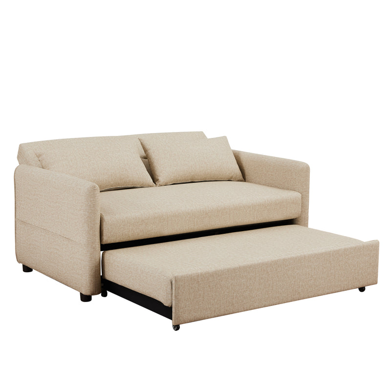2033 Fabric Leather Khaki 2 Seat Sofa