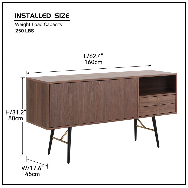 Modern Sideboard , Buffet Cabinet, Storage Cabinet, TV Stand with 2 Door and 2 drawers , Anti-Topple Design, and Large Countertop